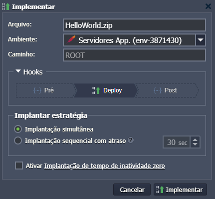 Configuração Deploy via Arquivo