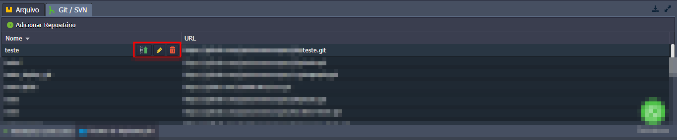 Opções de Repositório