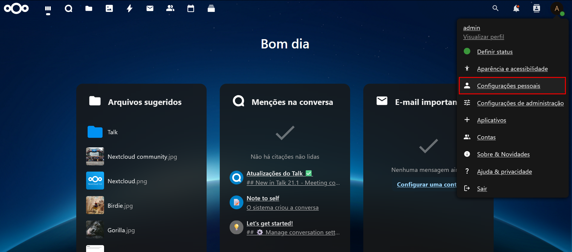 Configurações Pessoais