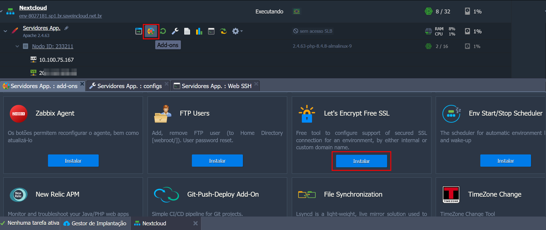 Add-on do lets encrypt na instancia apache nextcloud