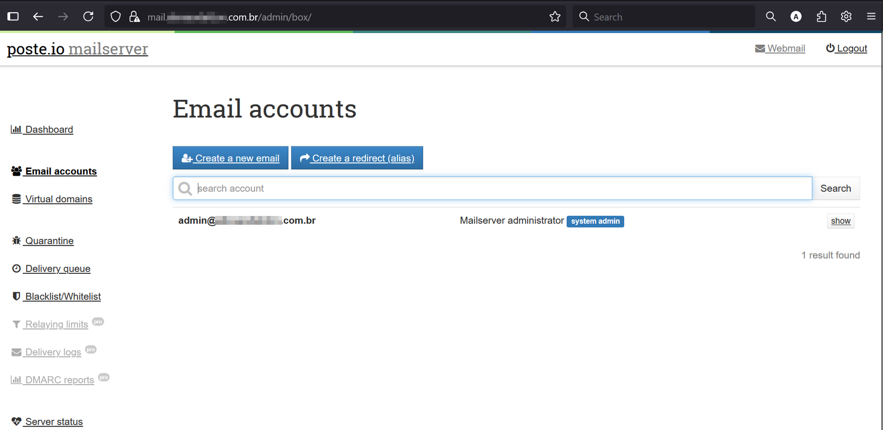Dashboard inicial do posteio
