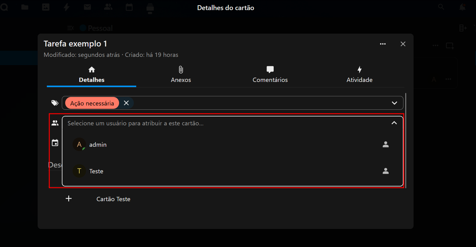 Atribuição de responsáveis