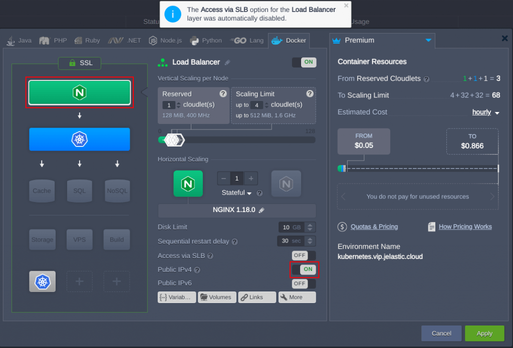 Topologia Kubernetes com Load Balancer