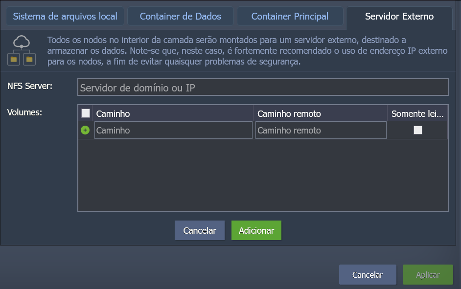 Servidor externo configuração